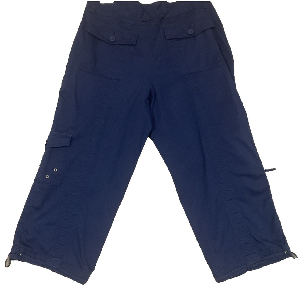 Style & Co Womens 10 Cargo Capri Pants Midrise Bungee Hem Uniform Blue - Picture 2 of 13
